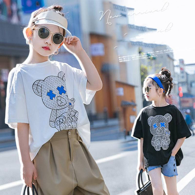 110 170 可愛いデザイン ストリート系 カートゥーン プリント ゆったり 女の子 Tシャツ Com